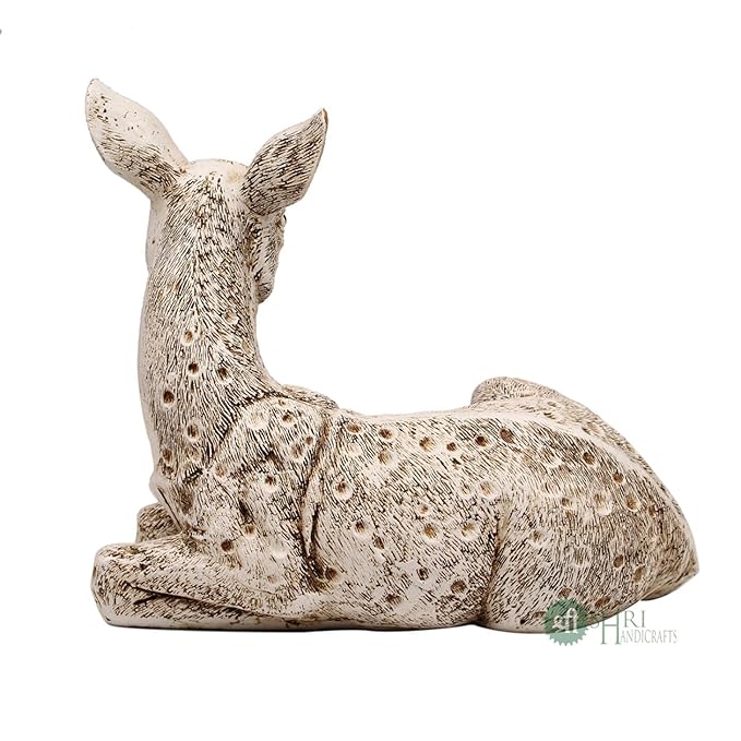 Indicast Resin 6" Inch Deer Statue Showpiece Antique Finish Table Accent Collectible Figurines for Home Interior Decor