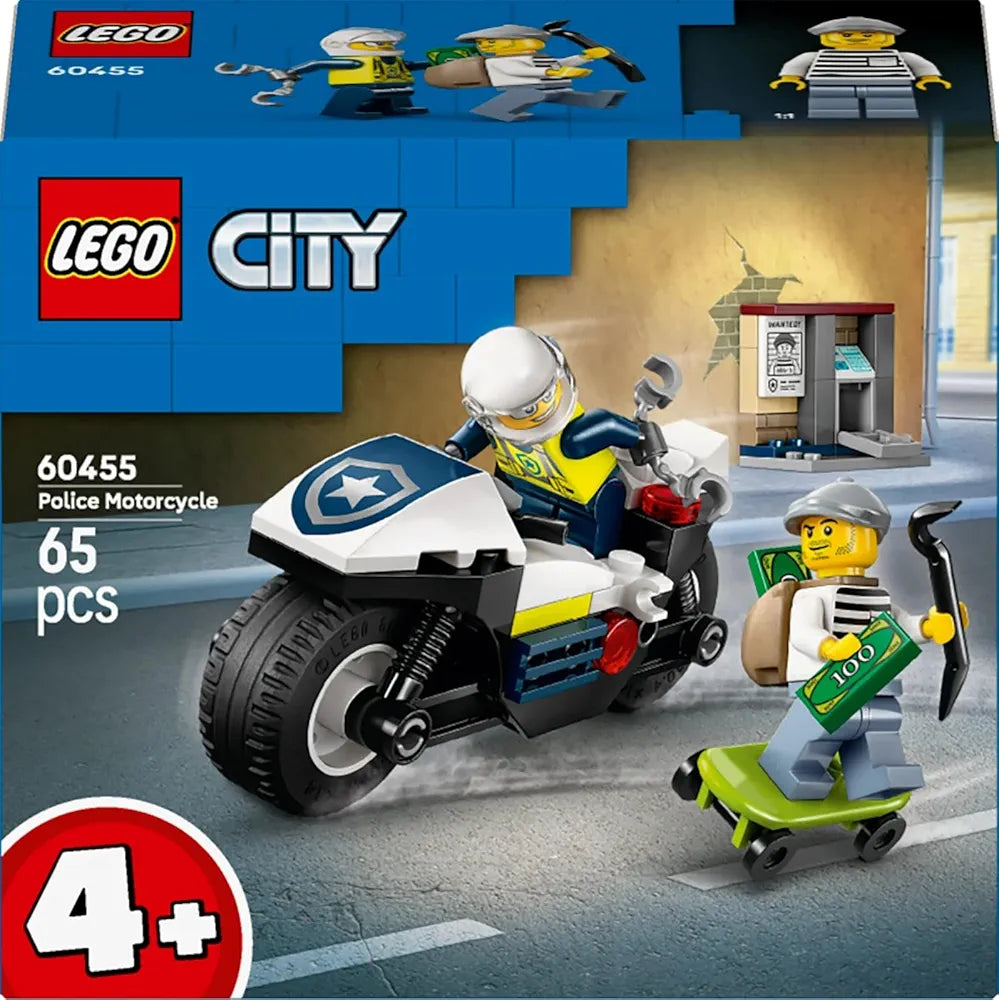 Lego City Police Motorcycle Chase Toy, Motorbike Set for Ages 4 and up 60455 Building Blocks Toys for 4+ Gift for Boys and Girls