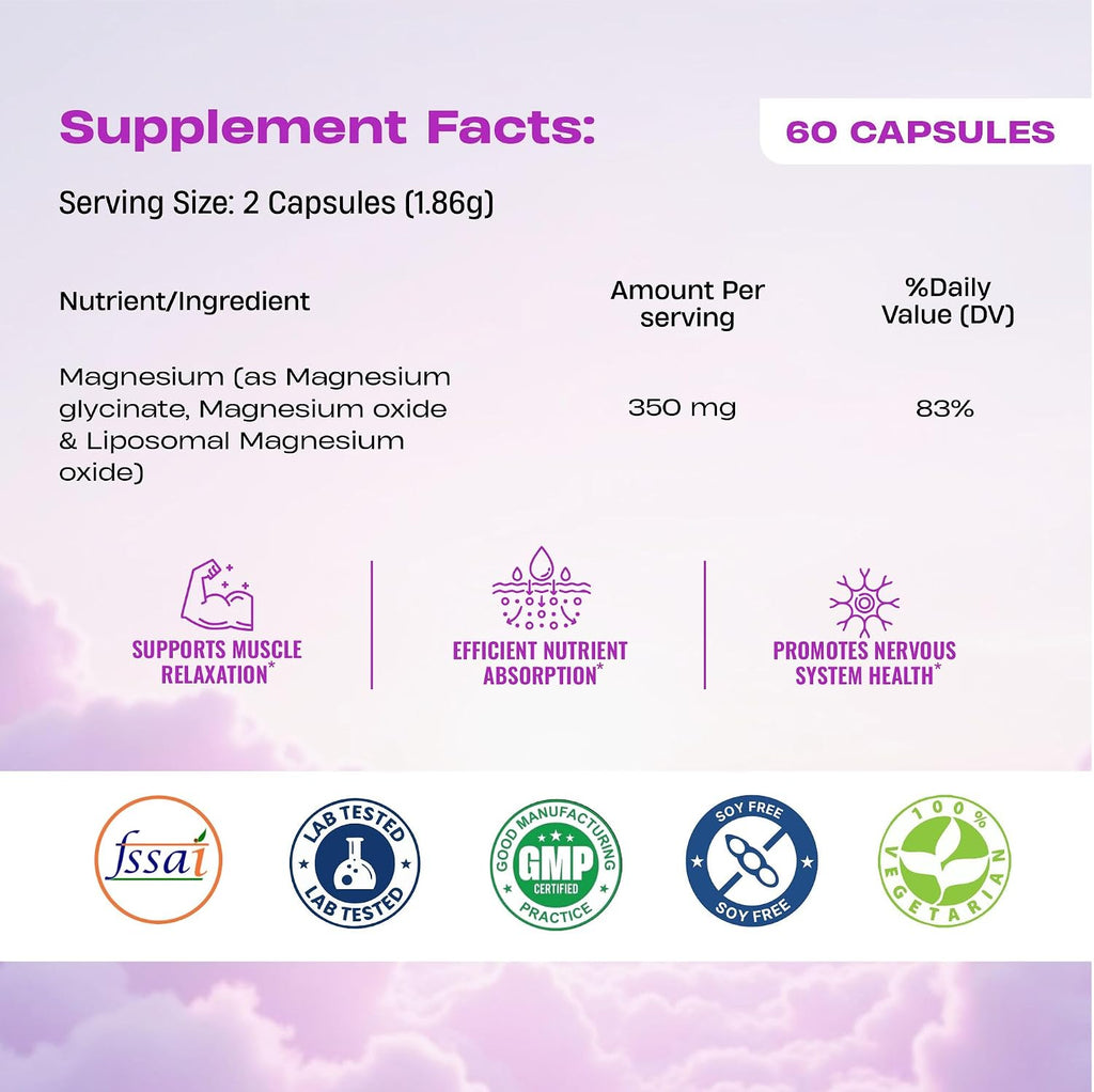 BeastLife Triple Liposomal Magnesium | 3-in-1 Formula with Magnesium Glycinate, Magnesium Oxide & Liposomal Magnesium Oxide | Maximum Absorption | Supports Sleep, Stress & Mood | Muscle, Bone & Nerve Health | 60 Capsules