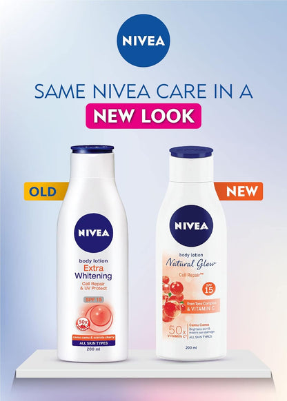 Nivea Body Lotion Natural Glow Cell Repair Spf 15 - 400 ml