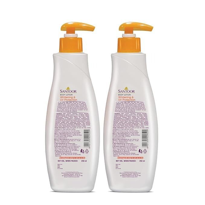 Santoor Perfumed Body Lotion with Sandalwood & Sakura Extracts - 250 ml (Pack of 2)