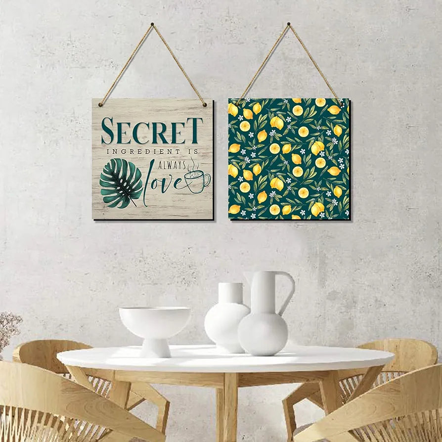 Kotart Secret Ingredient Kitchen Quotes Wooden Wall Art Hanging for Bar Restaurant Kitchen Dining Area