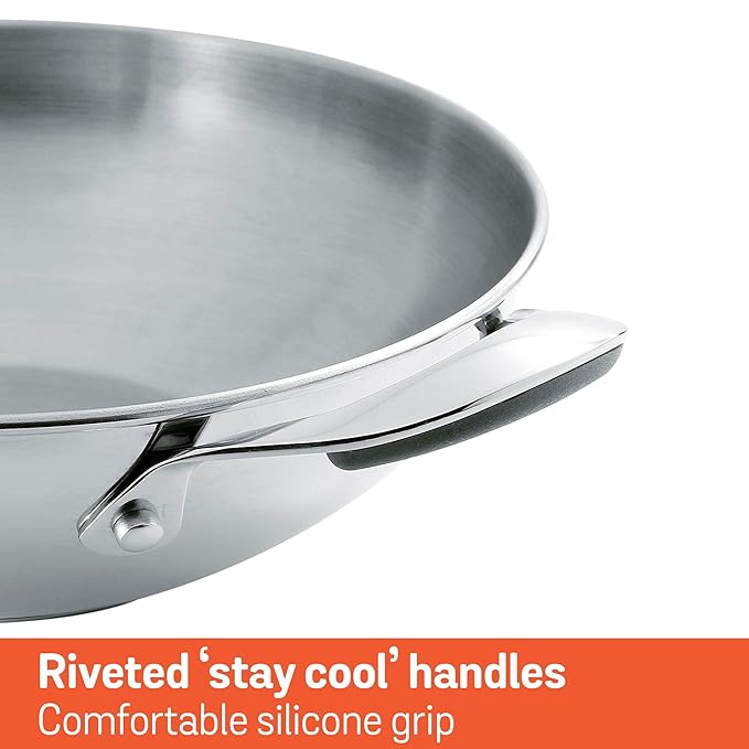 Meyer Select Nickel Free Stainless Steel Kadai with Glass Lid 26cm/ 3.25 Liters Silver