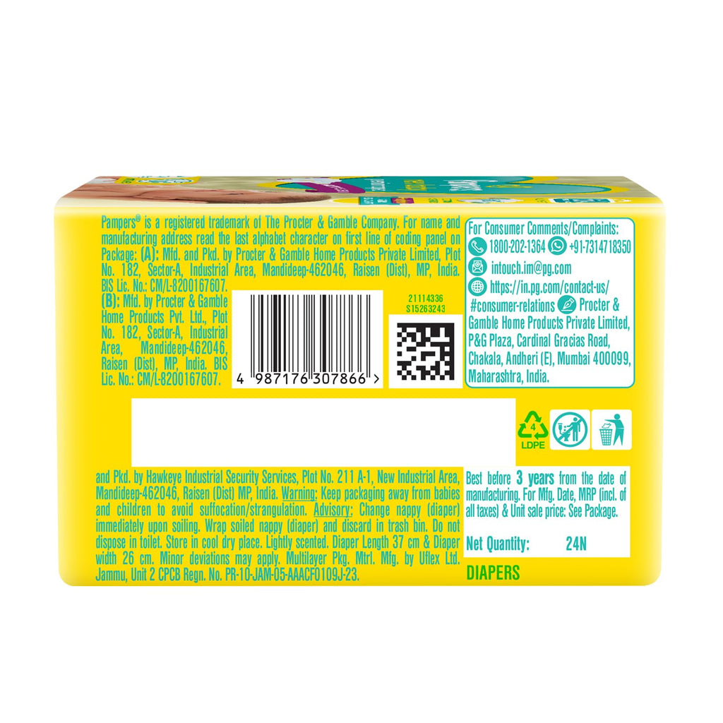 Pampers Active Baby Diapers, New Born, Extra Small, (NB, XS) size, 24 Count, Taped style diaper
