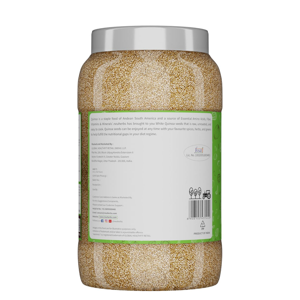 Neuherbs Raw & Unroasted Quinoa Seeds 1 Kg | Rich in Protein, Fiber & Iron | Supports Heart & Bone Health | Helps In Weight Management | Naturally Gluten Free