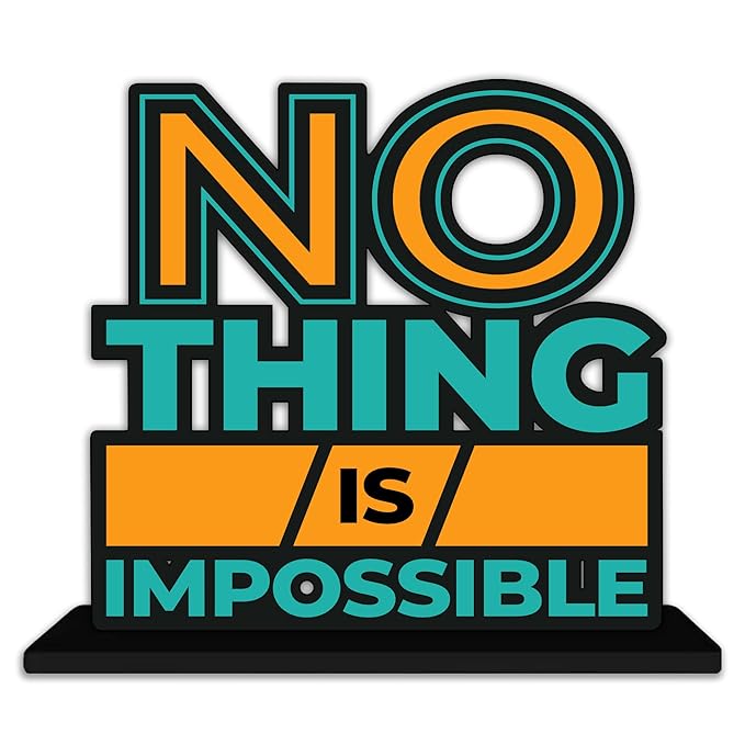 Artvibes Wooden Idols and Figurine Nothing is Impossible Quotes Table Decor for Office Desk Showpiece | Home Decoration