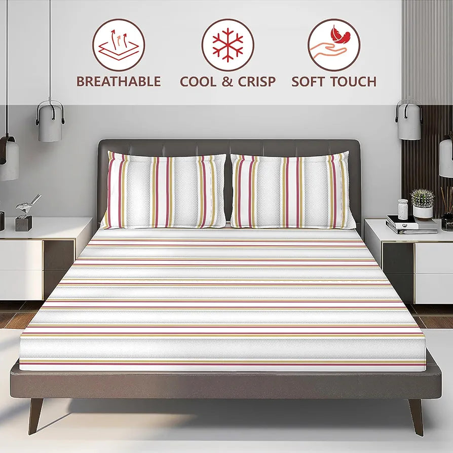 Layers Durathread Bedsheet Set for All Seasons Lightweight Moisture Absorbent 225 CVC King Size White
