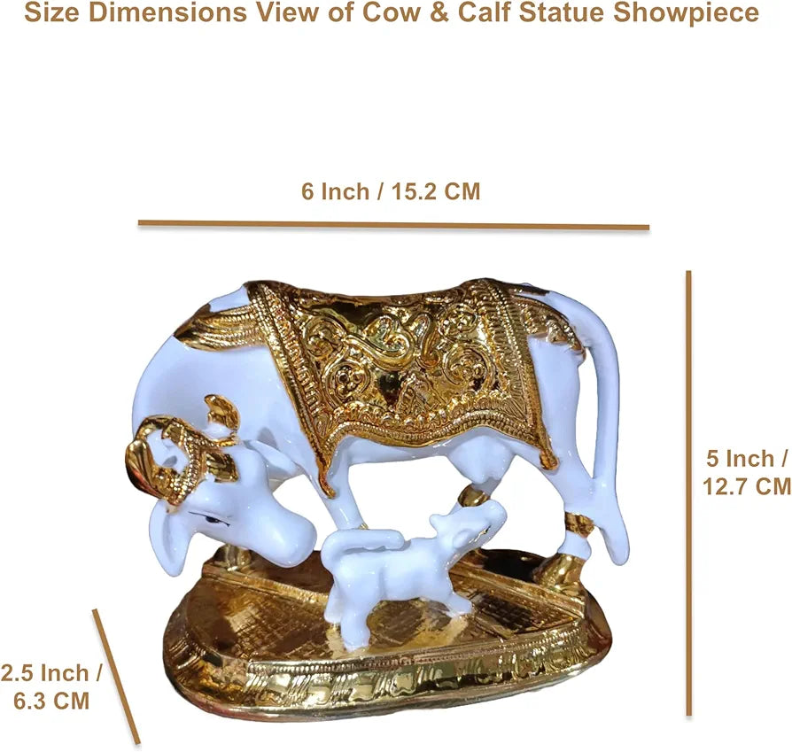 Alila Vastu Kamdhenu Cow with Calf Idol 24K Gold & 999 Silver Plated