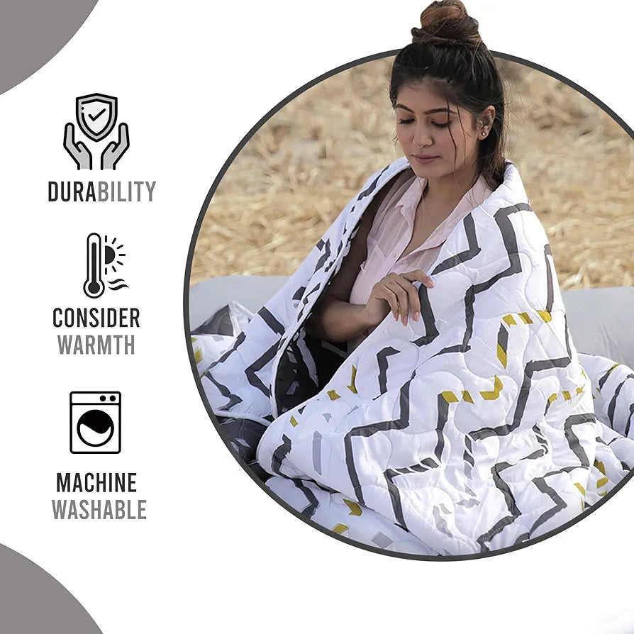 Divine Casa Microfiber 150 GSM Reversible Double Bed Comforter Ultra Soft & Lightweight Blanket Colour Slate