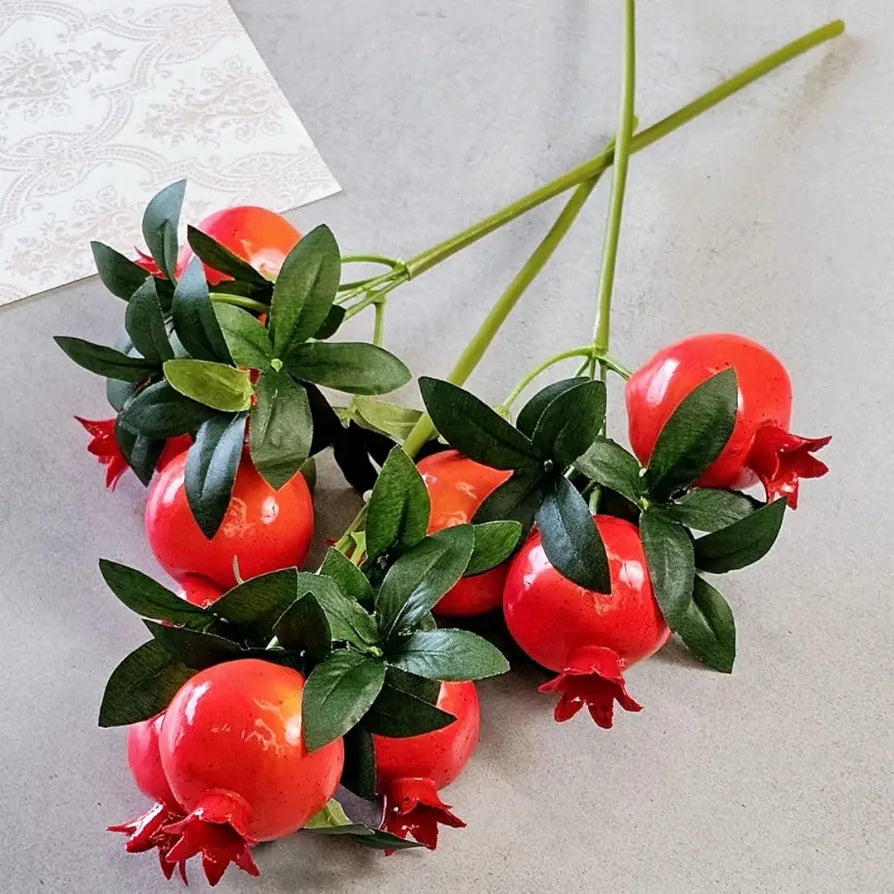 3 Pcs Pomegranate Plant Stick Elevate Your Décor with Artificial Pomegranate Branches Lifelike Tree Plants for Vase