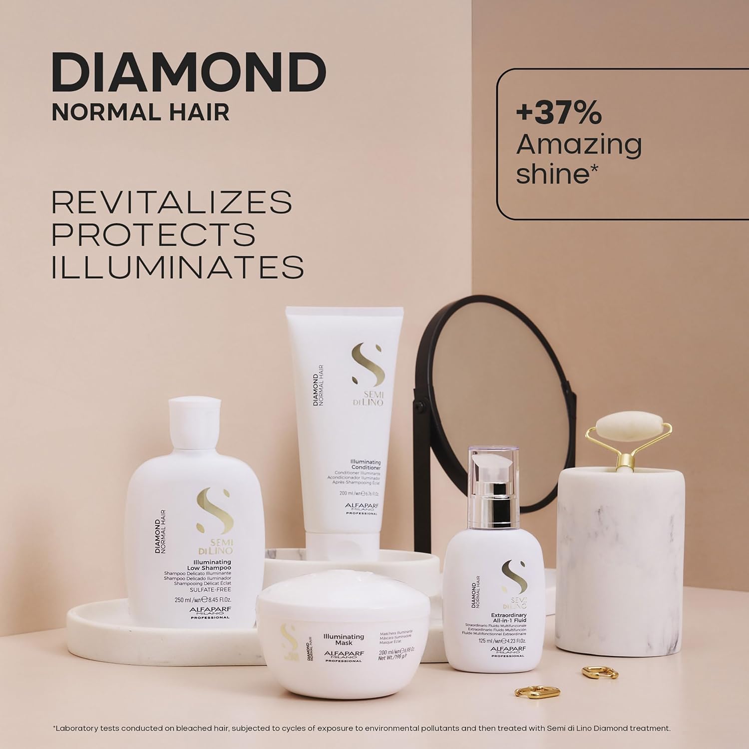 Alfaparf Milano Professional Diamond Shampoo -For INSTANT SHINY HAIR - Normal Hair, Adds Radiance - Sulfate, Paraben and Paraffin Free, Safe for Color Treated Hair, Professional Salon Quality - 250ml