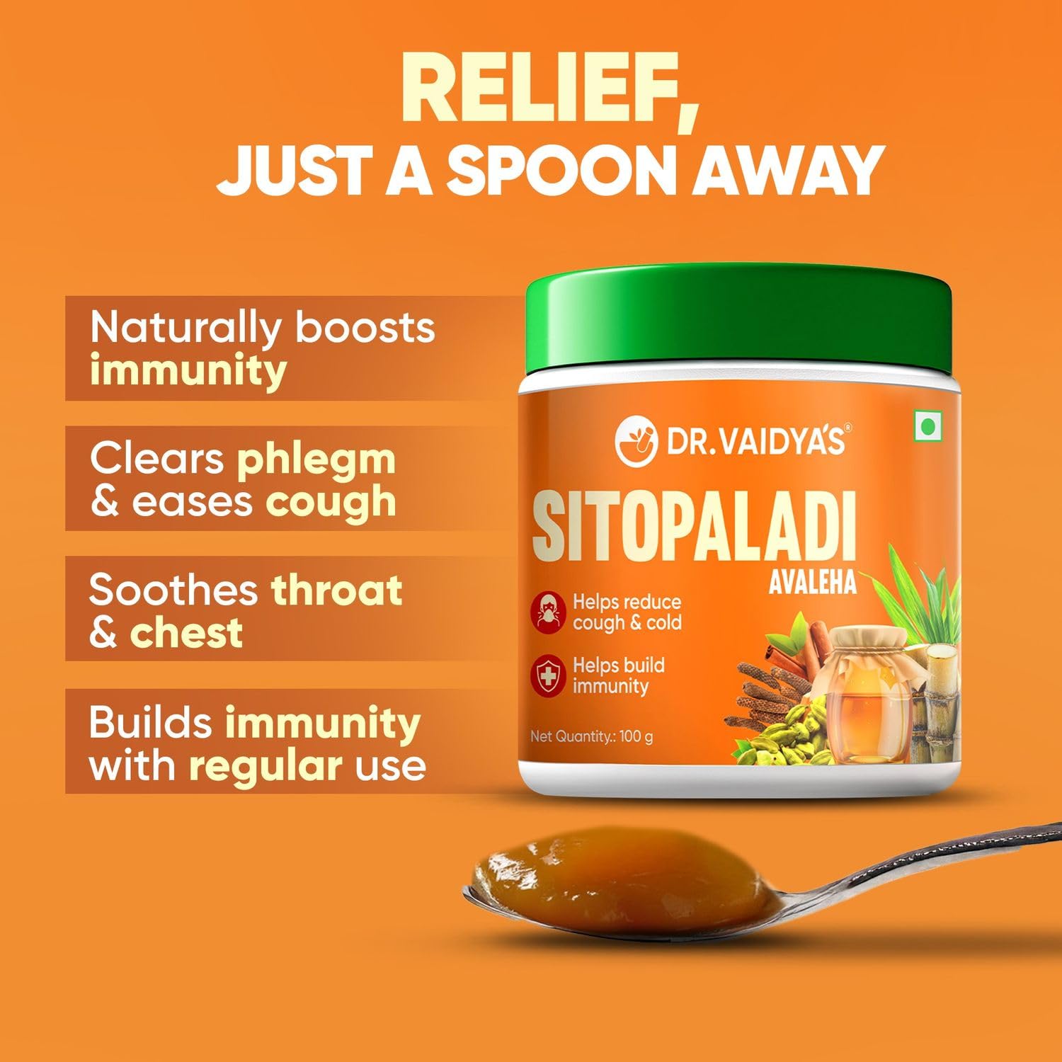 Dr. Vaidyaâ€™s Sitopaladi â€“ 100% Ayurvedic Remedy for Cough, Cold & Immunity Support during Winter, 100g | Sitopaladi for Respiratory Health & Phlegm Relief