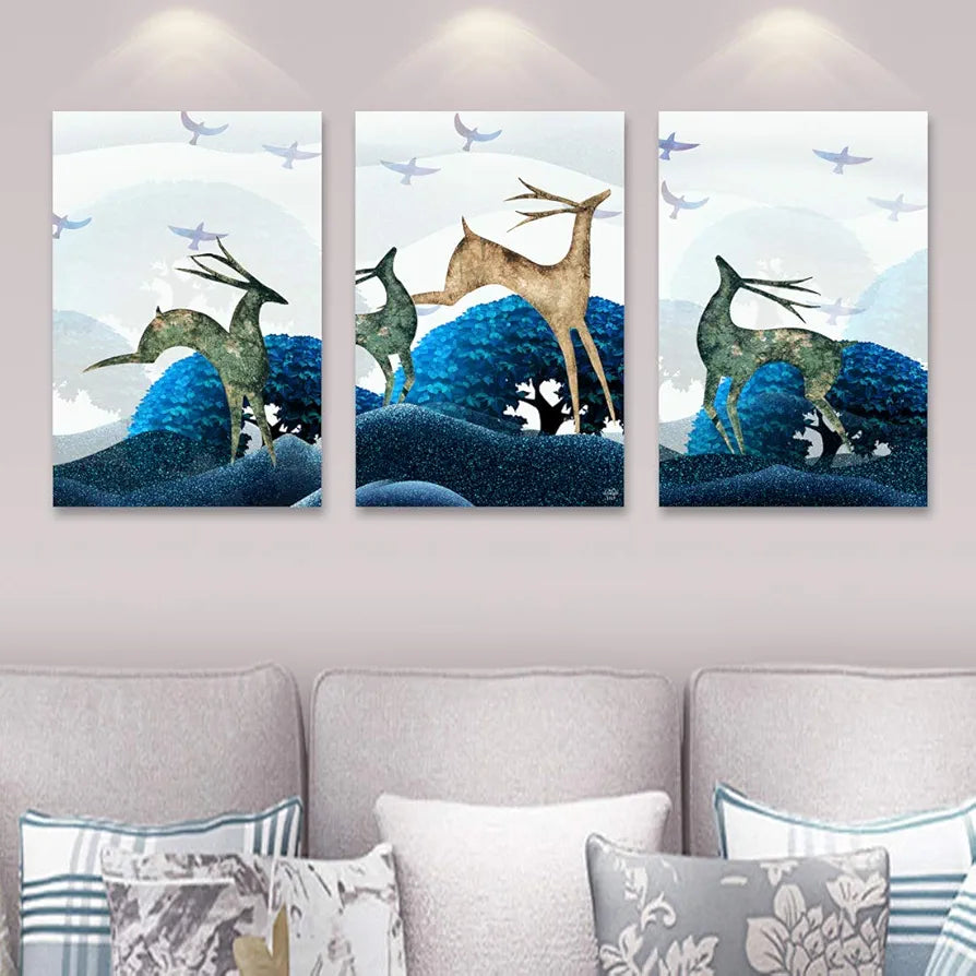 Rangoli MDF 3 Pcs Wall Poster 12x18 Inch Decorative Wall Art P-4 Design-24