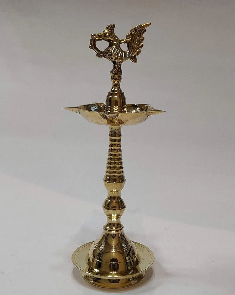 Brass Peacock Mahabharat Diya Oil Lamp