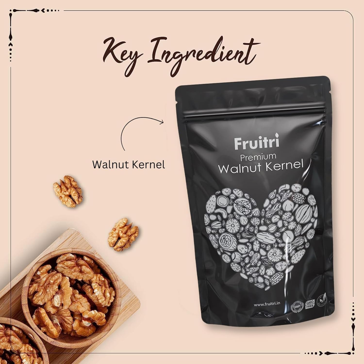 Fruitri Kashmiri Walnut Kernels 150g | Premium Akhrot Giri Without Shell | Fresh, Natural, Crunchy | Omega-3 Rich Dry Fruits for Snacking, Baking & Cooking