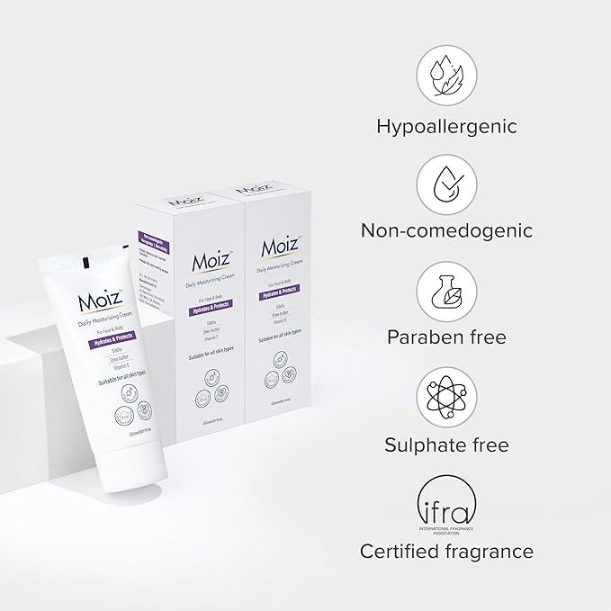 Moiz Daily Moisturizing Cream for Face & Body | Formulated With 9 Moisturizers - 50 Ml