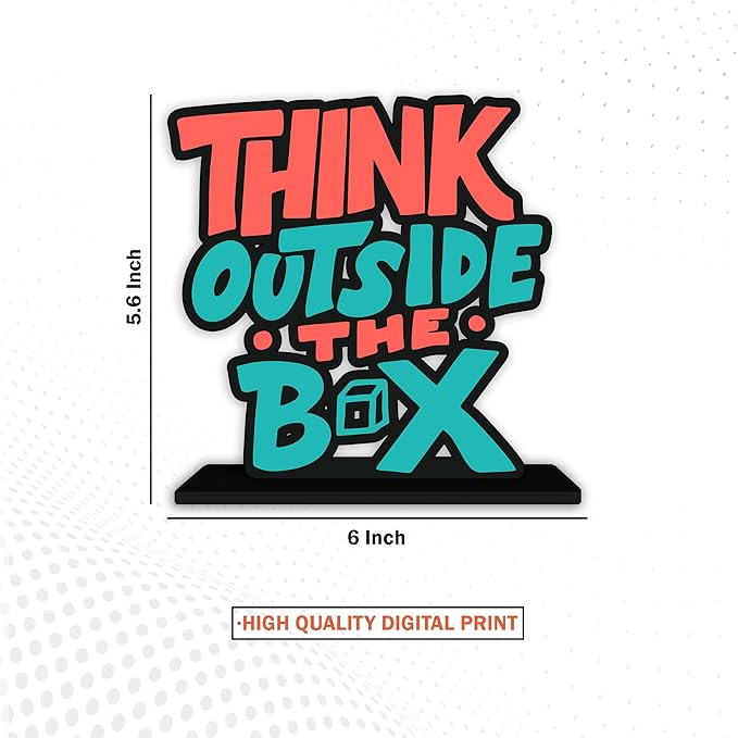 Artvibes Wooden Idols and Figurine Think Outside the Box Quotes Table Decoration for Office Desk | Home Decor Item