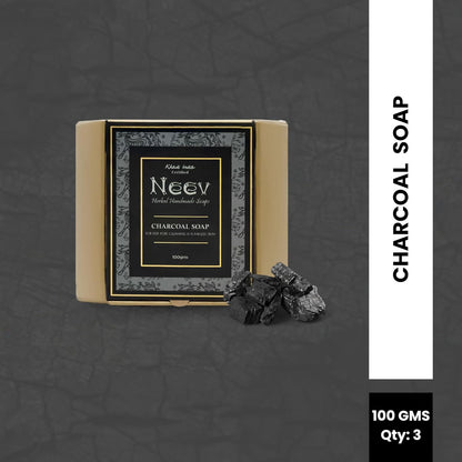 Neev Herbal Handmade Soaps Charcoal Soap - 100 gms (Pack of 3)