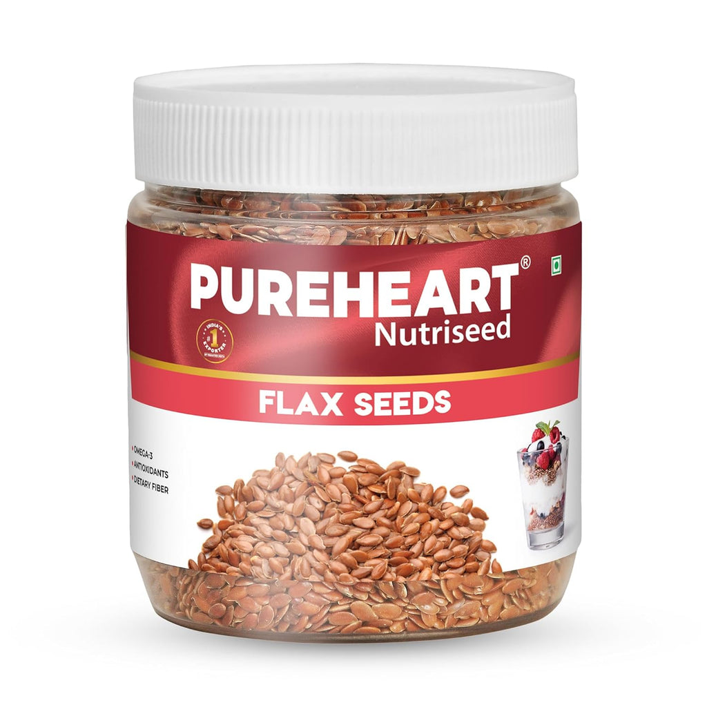 Pureheart Premium Raw Flax Seeds for Eating 230 gm - Alsi Seeds for Hair Growth, Heart Health & Digestion, Rich in Omega 3 Fatty Acids, Magnesium, Iron, Dietary Fibre, Protein