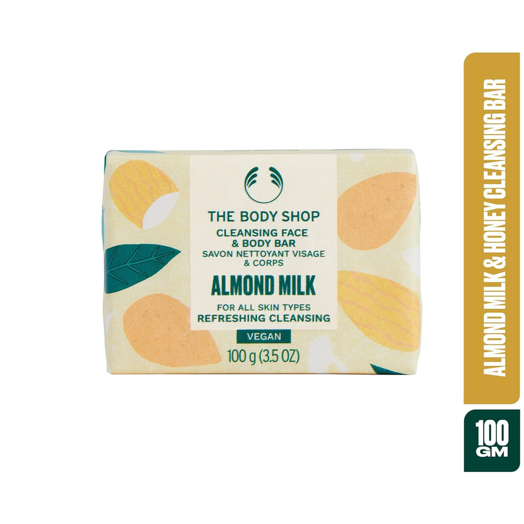 The Body Shop Almond Milk Cleansing Face and Body Bar, 100 G