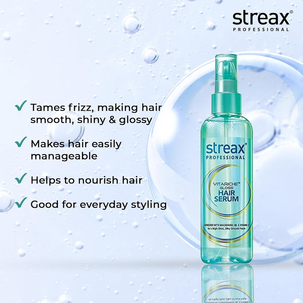 Streax Professional Vitariche Gloss Hair Serum For Women & Men - 115 ml (Pack of 2)