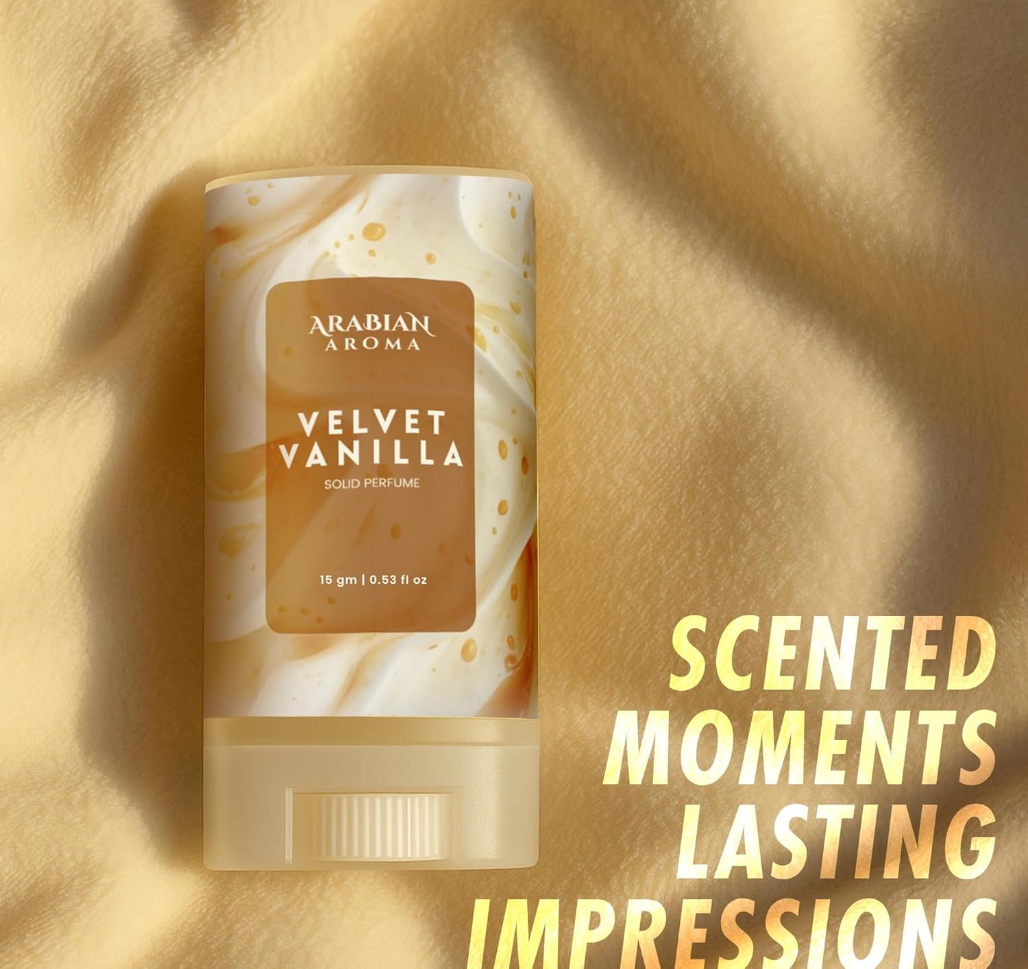 Arabian Aroma Velvet Vanilla Solid Perfume Stick 15g | Long Lasting Travel Friendly Pocket Perfume | Smooth Vanilla Fragrance for Men & Women.