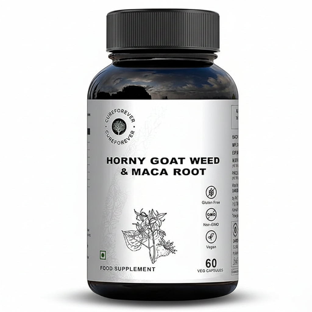 Cureforever Horney Goat Weed With Maca Root & Safed Musli Extract - 60 Veg Caps