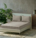 Trance Home Linen Premium 300 Tc Pure 100% Cotton Solid Queen Fitted Bedsheet with 2 Pillow Covers Colour Grey