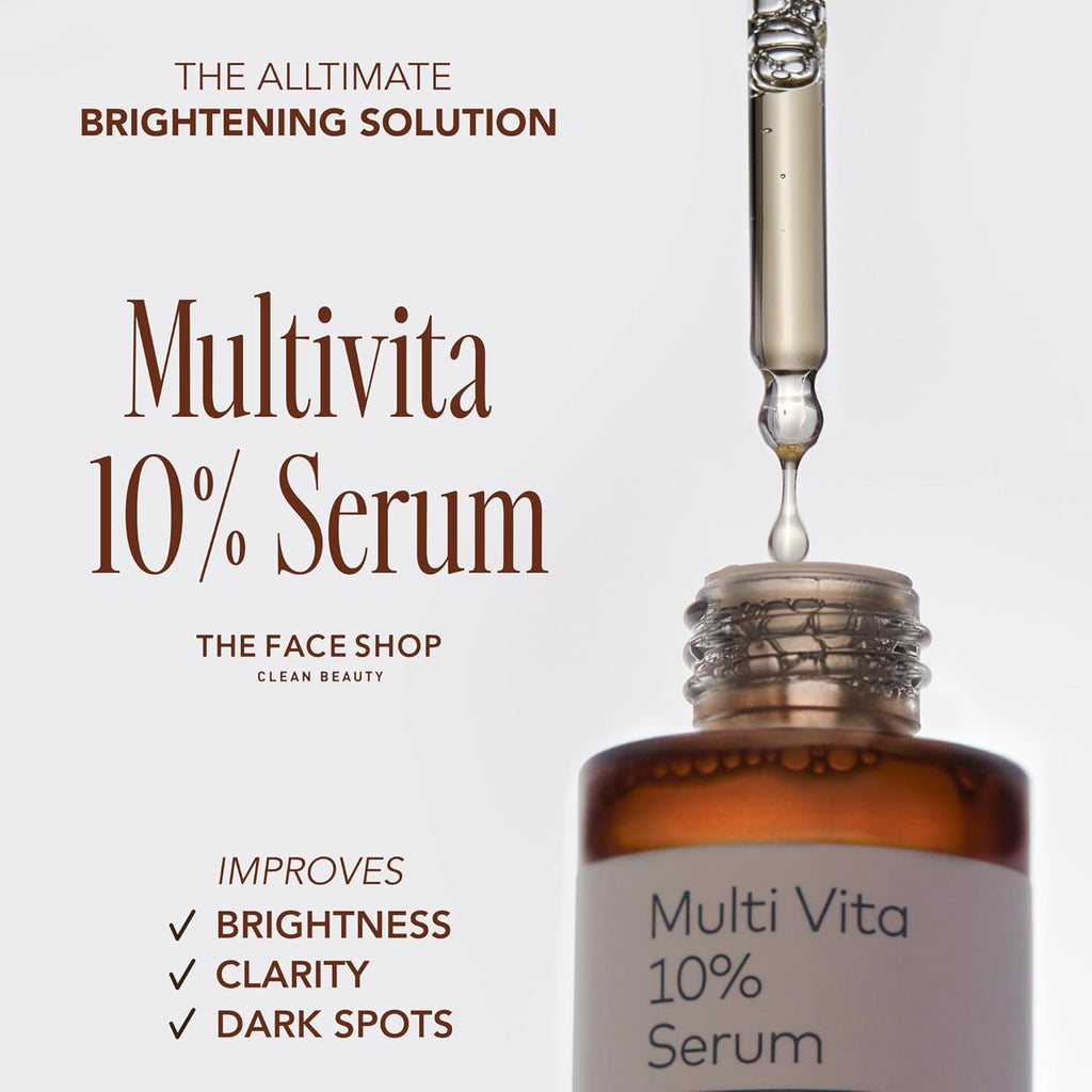 The Face Shop Alltimate Multivita 10% Vitamin C Serum 30ML - Brightening & Hydrating Dark Spot Corrector for Sensitive Skin, Vegan Korean Skincare