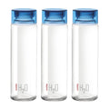 Cello H2O Glass Fridge Water Bottle with Plastic Cap | 920 ml | Set of 3 | Blue