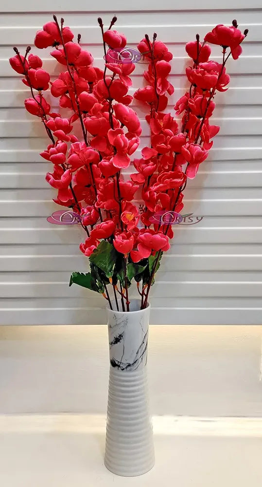 Artificial Flowers Bunch Cherry Blossom Ideal for vase Without vase Maroon 55 cm Height Fabric