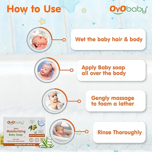 Oyo Baby Extra Moisturizing Bathing Soap Bar - 75 gms