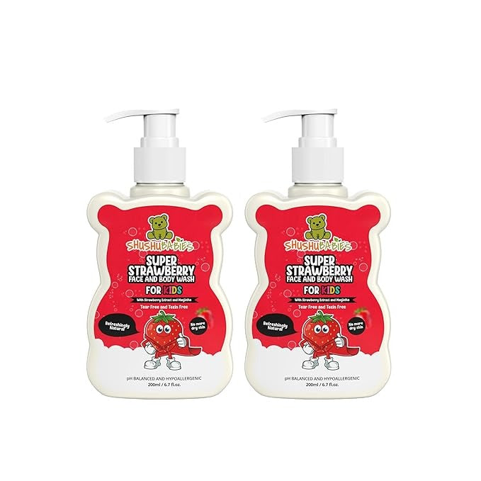 ShuShu Babies Super Strawberry Face and Body Wash - 200 ml (Pack of 2)