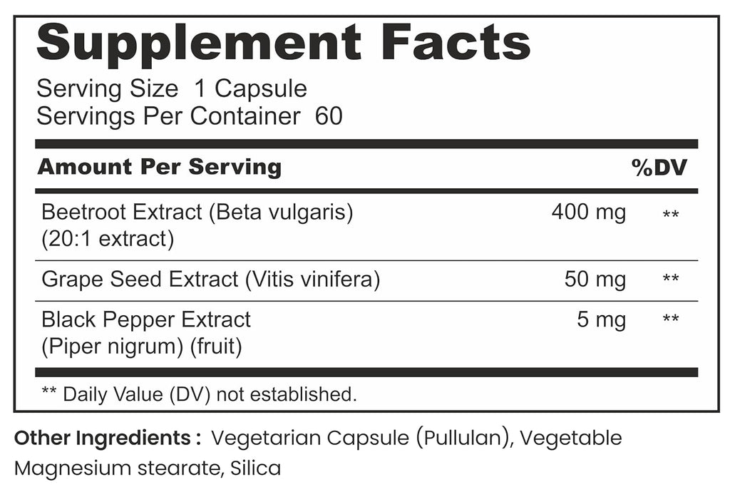 MORA Beetroot Capsules 20:1 Extract | Ayurvedic Beet Root Supplement with Grape Seed & Black Pepper Extract | Nitric Oxide, Blood Flow & Heart Health Support | For Energy, Stamina & Gym Performance | 60 Vegan Capsules
