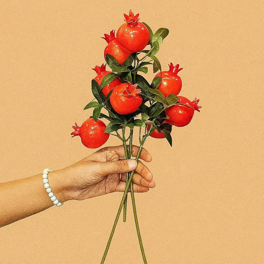 3 Pcs Pomegranate Plant Stick Artificial Pomegranate Branches Lifelike Tree Plants