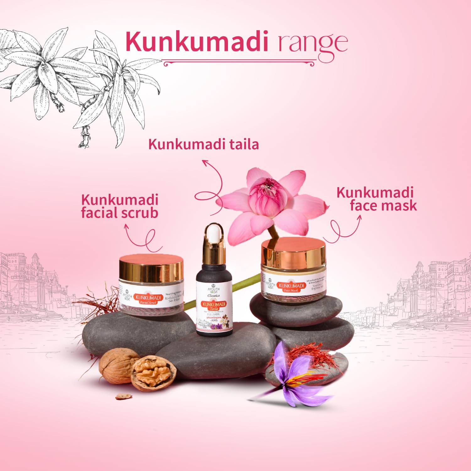 Ayouthveda Kunkumadi Taila Facial Oil For Natural Skin Illuminator | Repairs Damage Skin With Pure Saffron & Herbs | Ayurvedic Beauty Facial Oil For Glowing & Nourishing Skin (Pack Of 1-30ml each)