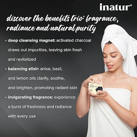 Inatur Charcoal Handmade Soap - 125 gms