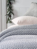 Chevron Throw Blanket Handwoven with Fringes Colour Navy