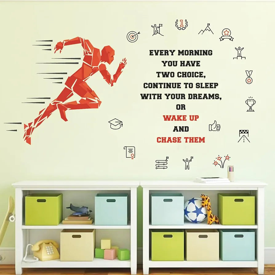 StickMe Gym Fitness Work Bodybuilding Office Sports Workout Boxing Inspiration Quotes Wall Sticker Large Red - 240 x 140 cm