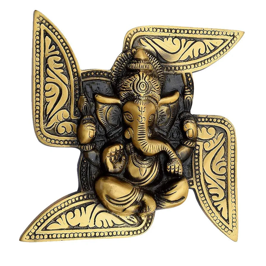 Chhariya Crafts Metal Ganesh Idol Ganesha Murti Ganpati Statue Lucky Feng Shui Wall Decor