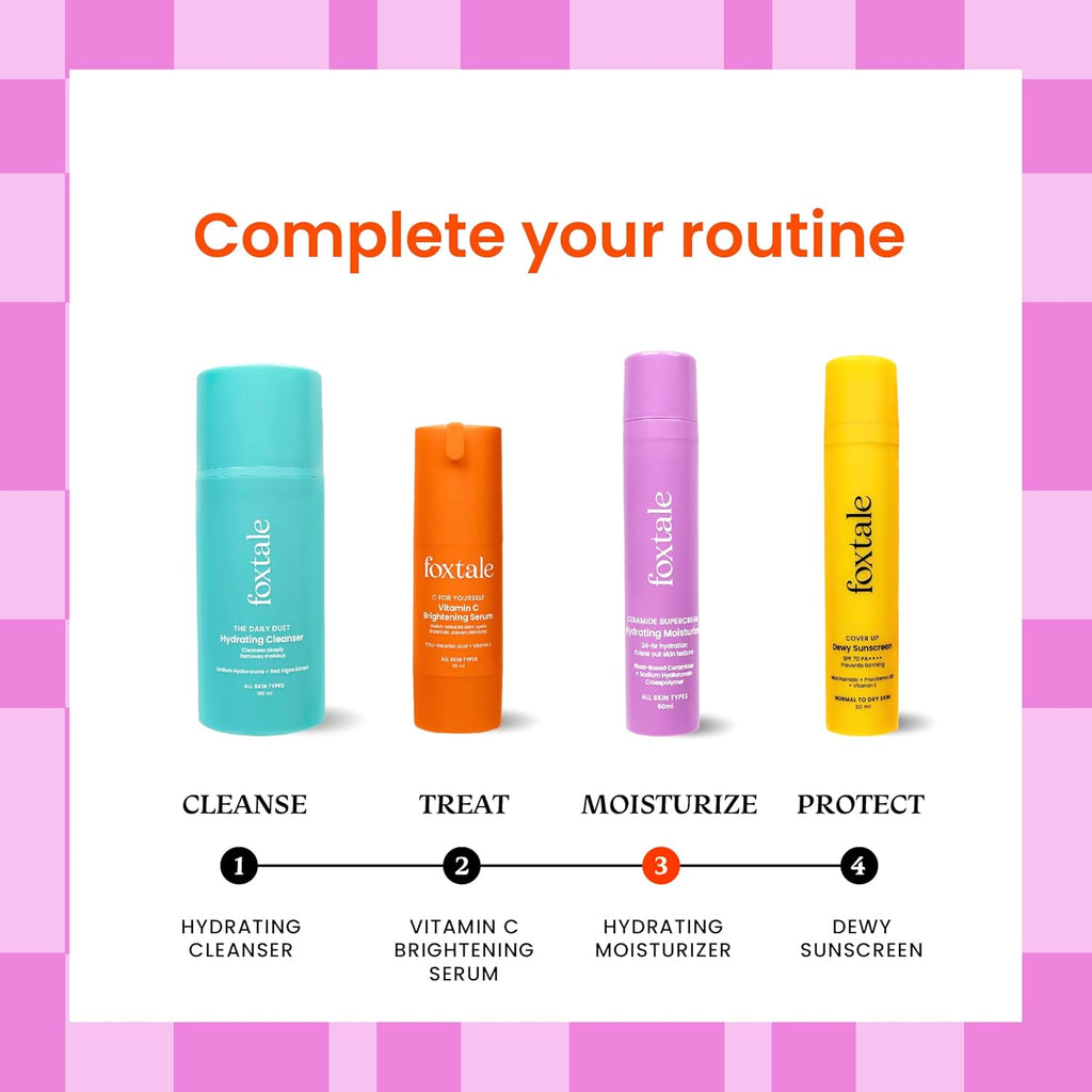 Foxtale 5x Hydrating Ceramide Moisturizer for Face | Micro Hyaluronic Acid & 3 Ceramides | Lightweight | Fast Absorbing | Repairs Skin Barrier and Texture | Men & Women - 50ml