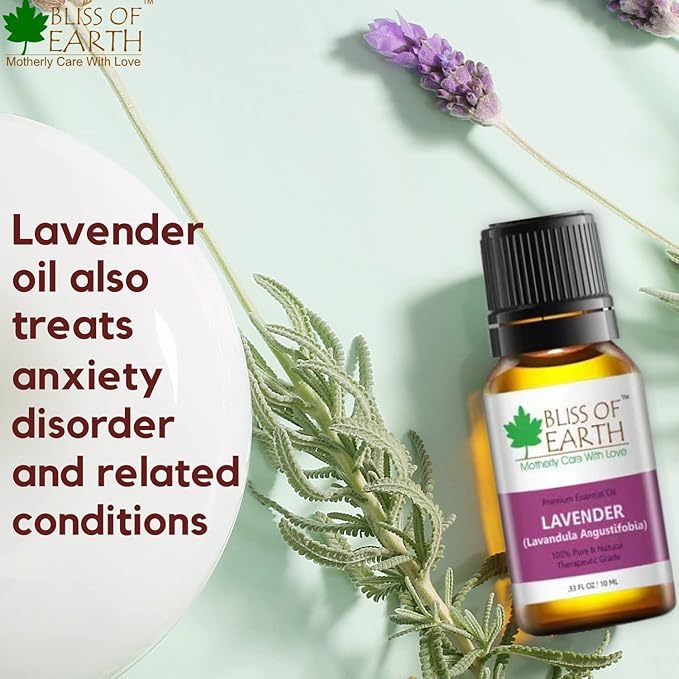 Bliss of Earth Premium Lavender Spain Lavandula Angustifobia Essential Oil - 10 ml Each (Pack of 3)