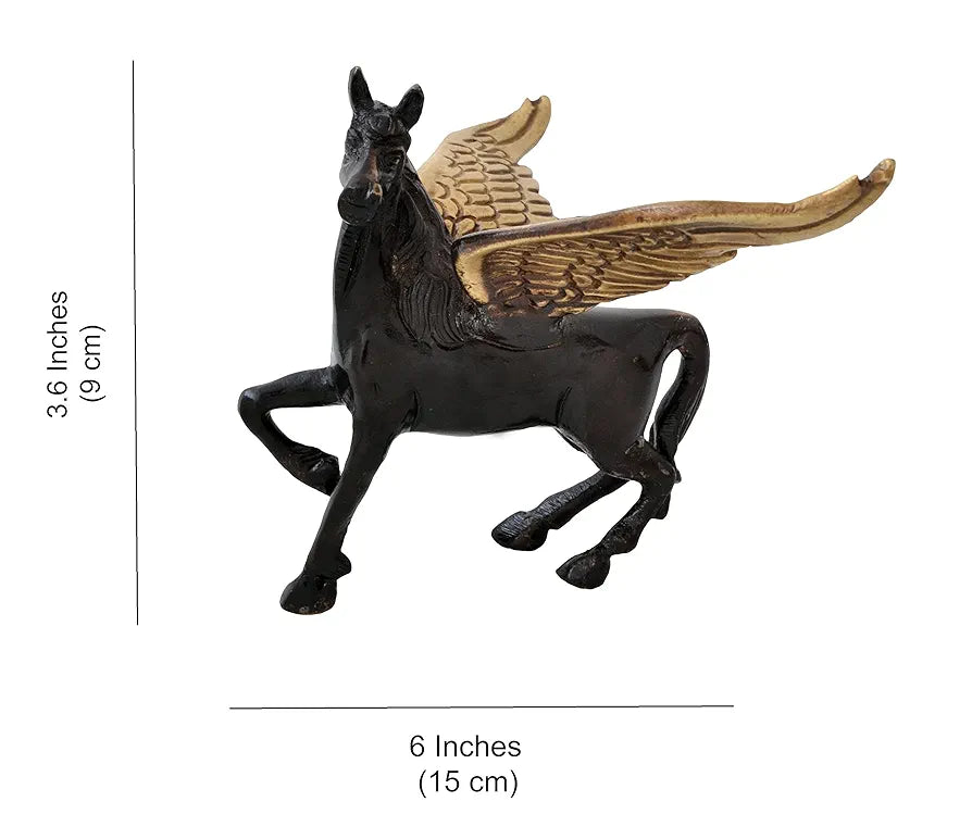 Two Moustaches Flying Angel Brass Horse Showpiece for Home Decor