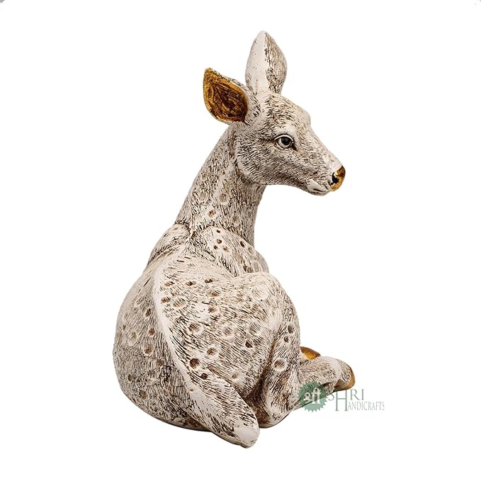Indicast Resin 6" Inch Deer Statue Showpiece Antique Finish Table Accent Collectible Figurines for Home Interior Decor