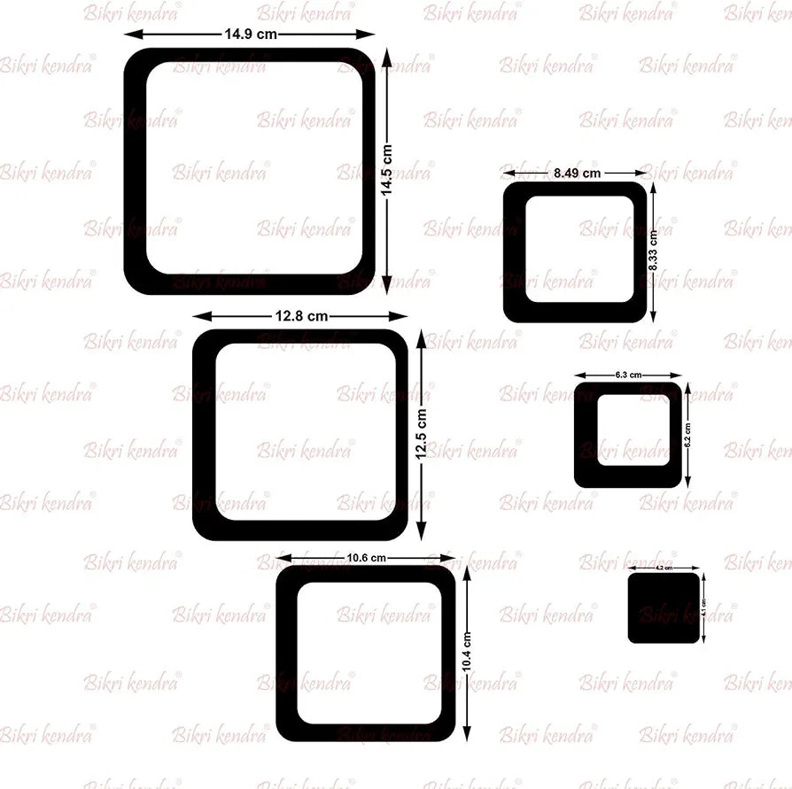 Bikri Kendra ARTBK132, Sun Silver Square Silver 2 Set Decorative Mirror Stickers 3D Acrylic