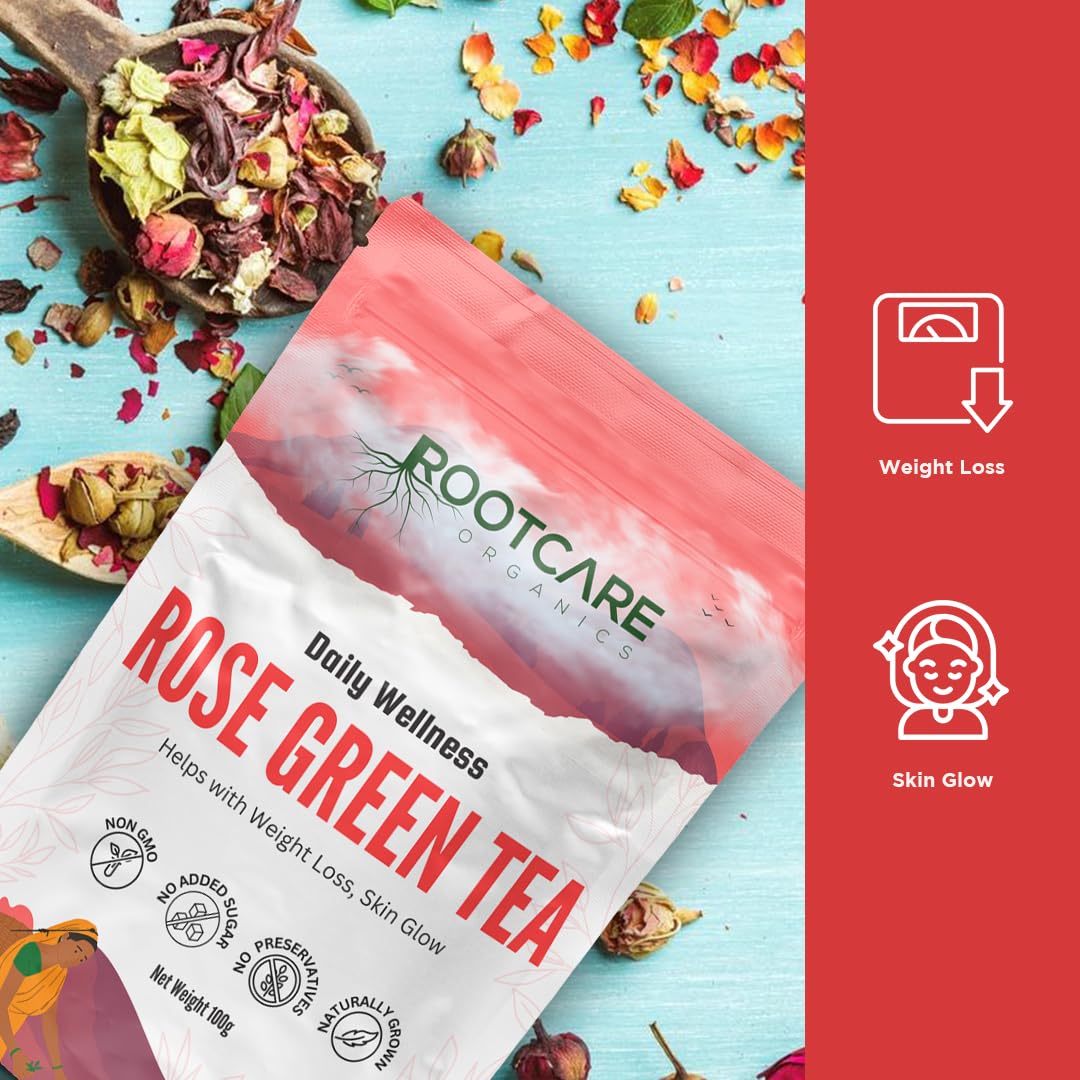 Rootcare Organics Rose Infused Green Tea - 100 gms