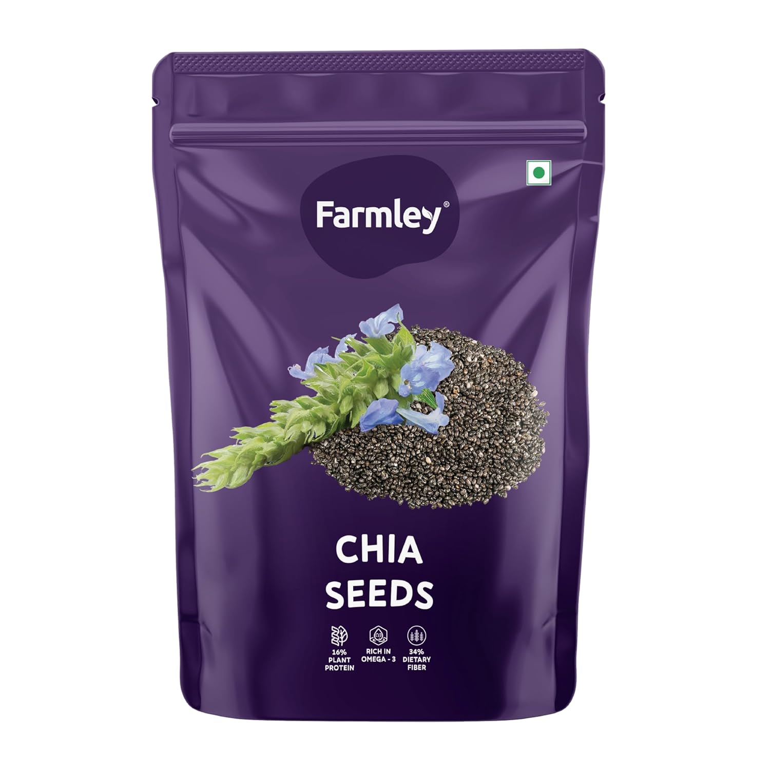 Farmley Chia Seeds 500g, Pack of 1 I Seeds for Eating | Seeds for Weight Management | Rich in Calcium, Protein & Fibre