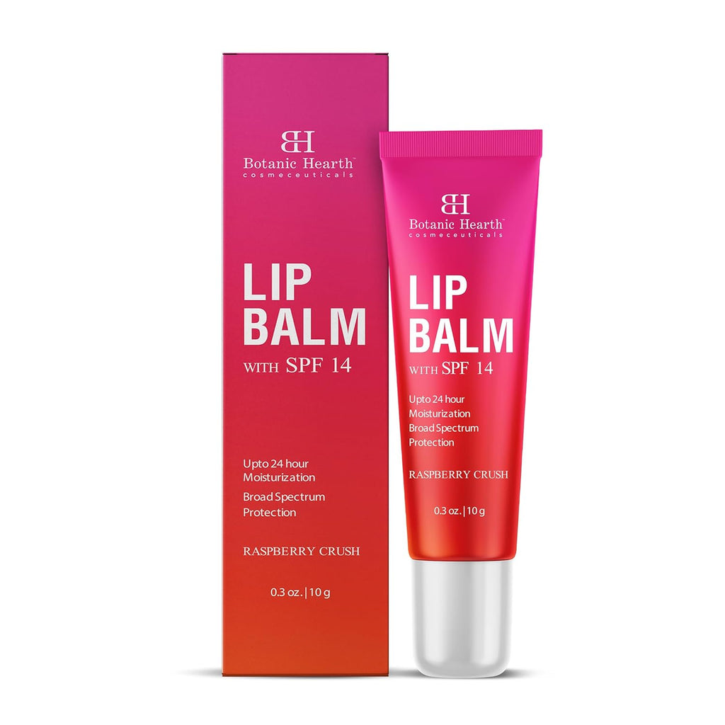 Botanic Hearth Raspberry SPF Lip Balm with Transparent Shine for Dark, Dry, Chapped Lips with Jojoba Oil, Vitamin E & Allantoin | Lip Care Balm for Women & Men | SPF Sun Protection | 10g