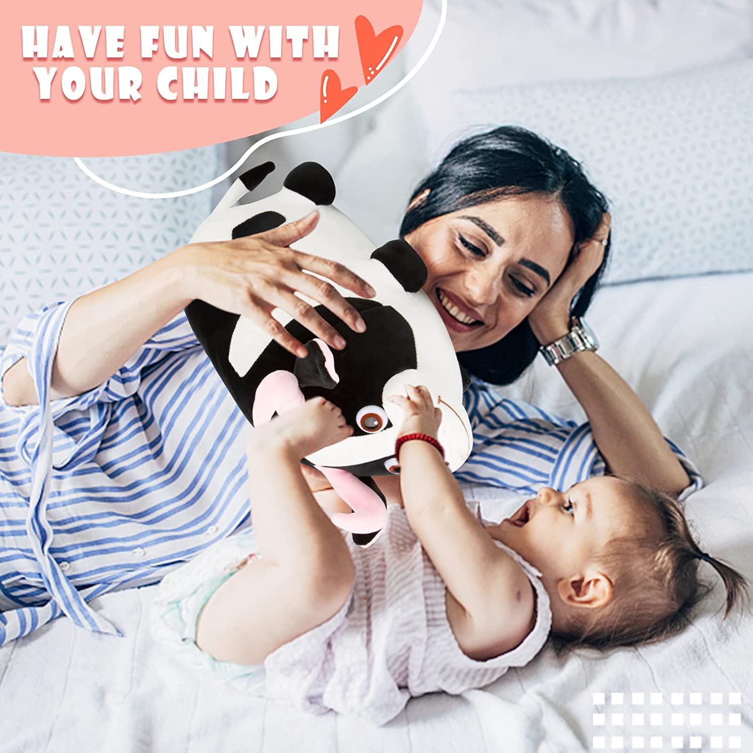 Tickles Cartoon Cow Plush Soft Stuffed Toy Animal Sleeping Pillow Cushion for Kids 30 cm