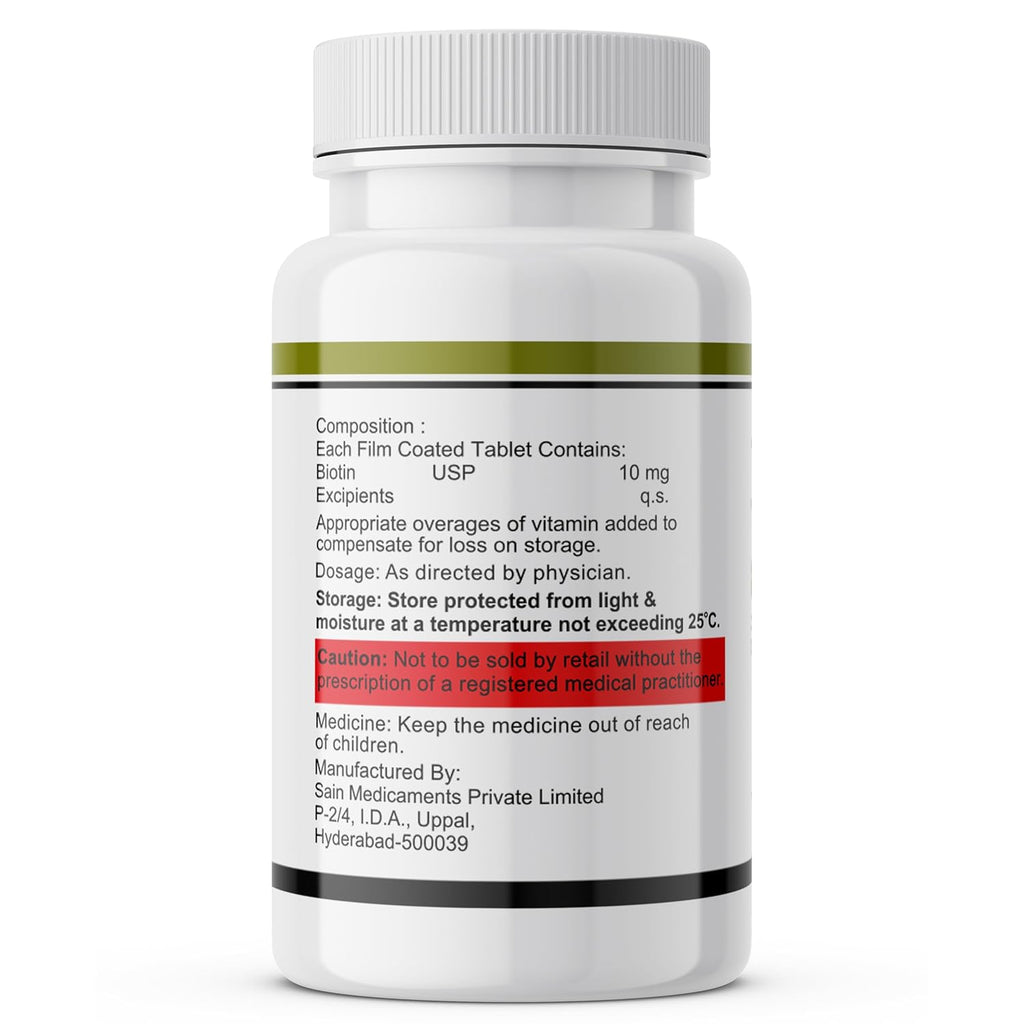 INLIFE Biotin 10000mcg Tablets Vitamin B7 for Hair Skin and Nails | Men and Women - 60 Tablets